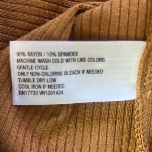 Wild Fable Womens Ribbed Long Sleeve Top XL Brown Rayon Spandex Blend Square Nec - Picture 6 of 6